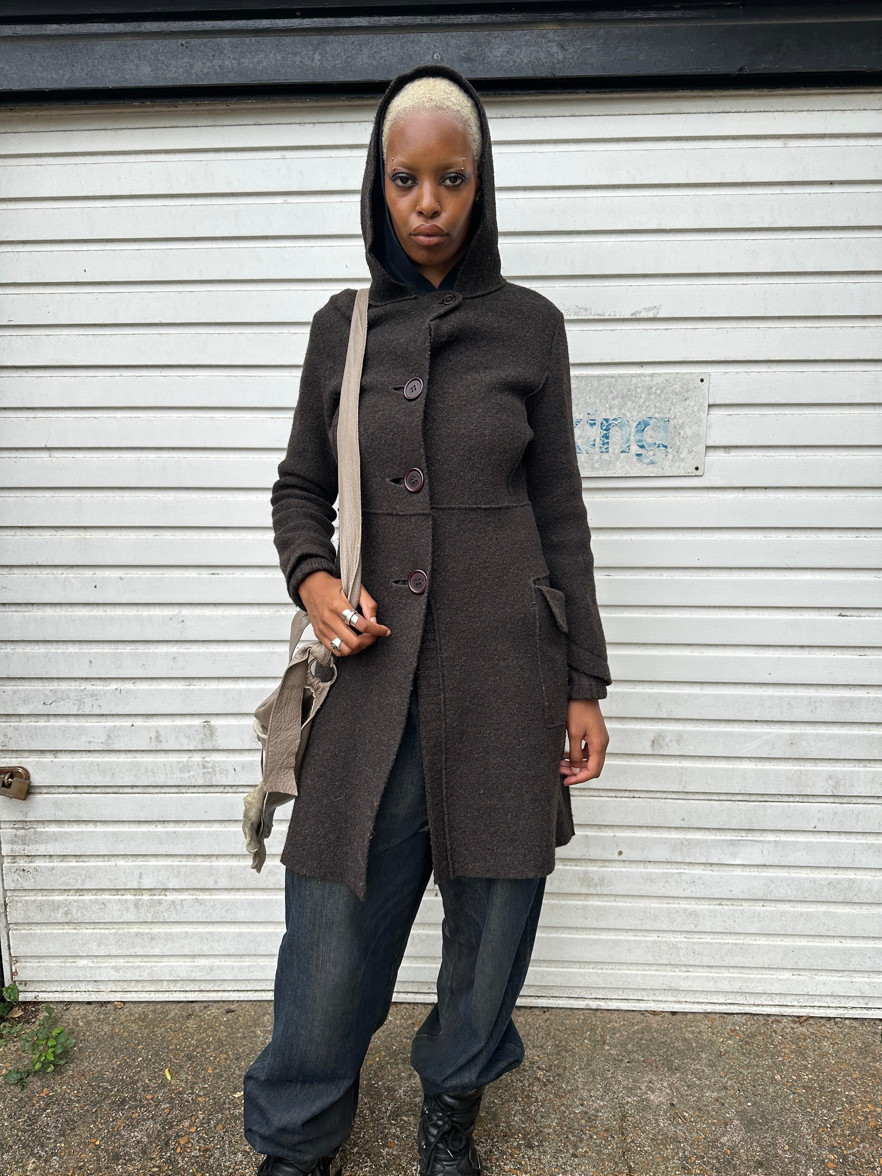 Vintage Cop Copine Gothic Hooded Button Coat (S)