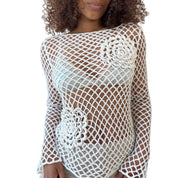 Vintage Italian Crochet Fishnet Top (S)