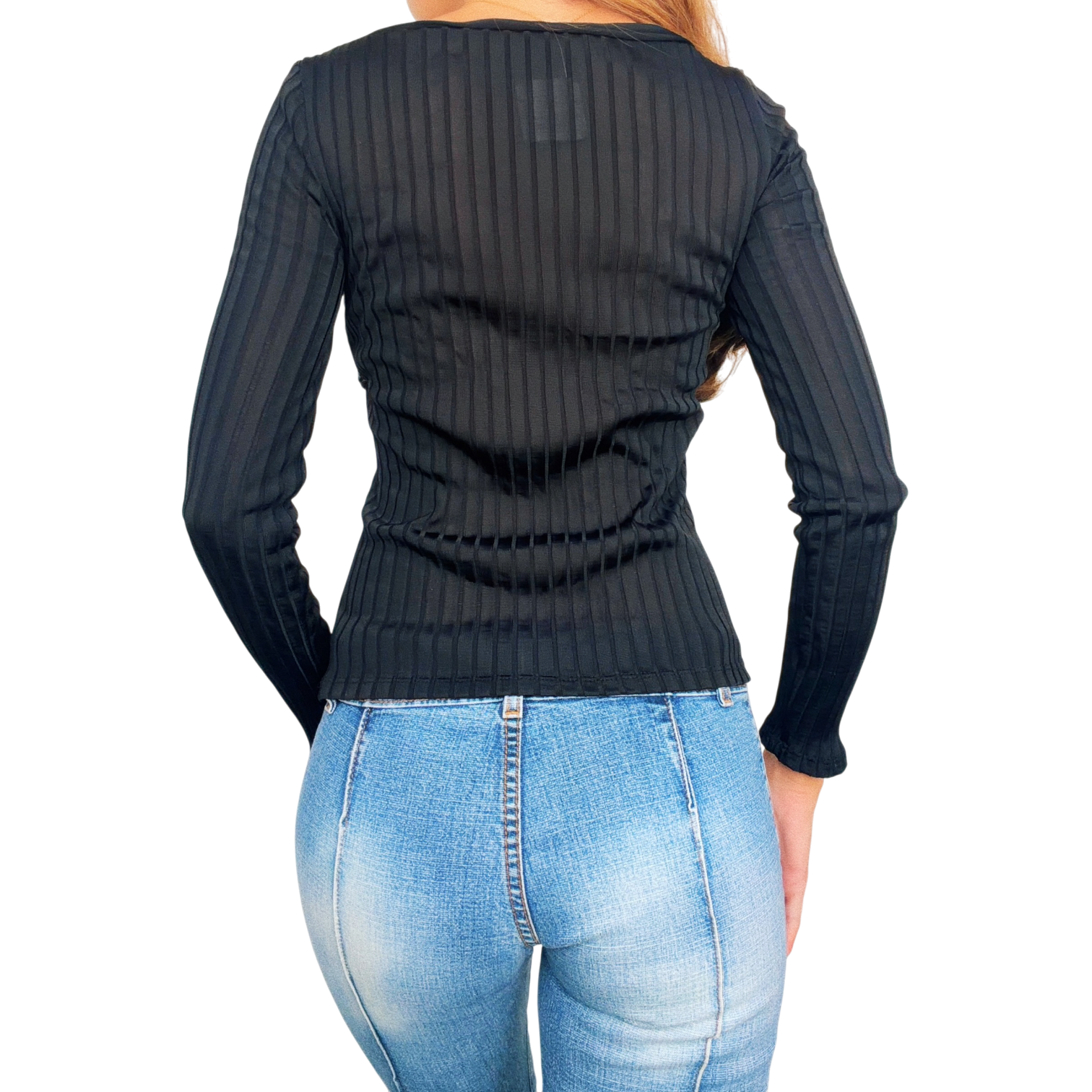 Versace Jeans Sheer Ribbed Top (XS)