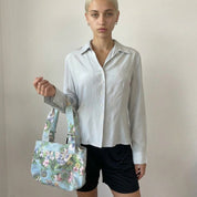 Vintage 90s Pastel Blue Silk Blouse (S)