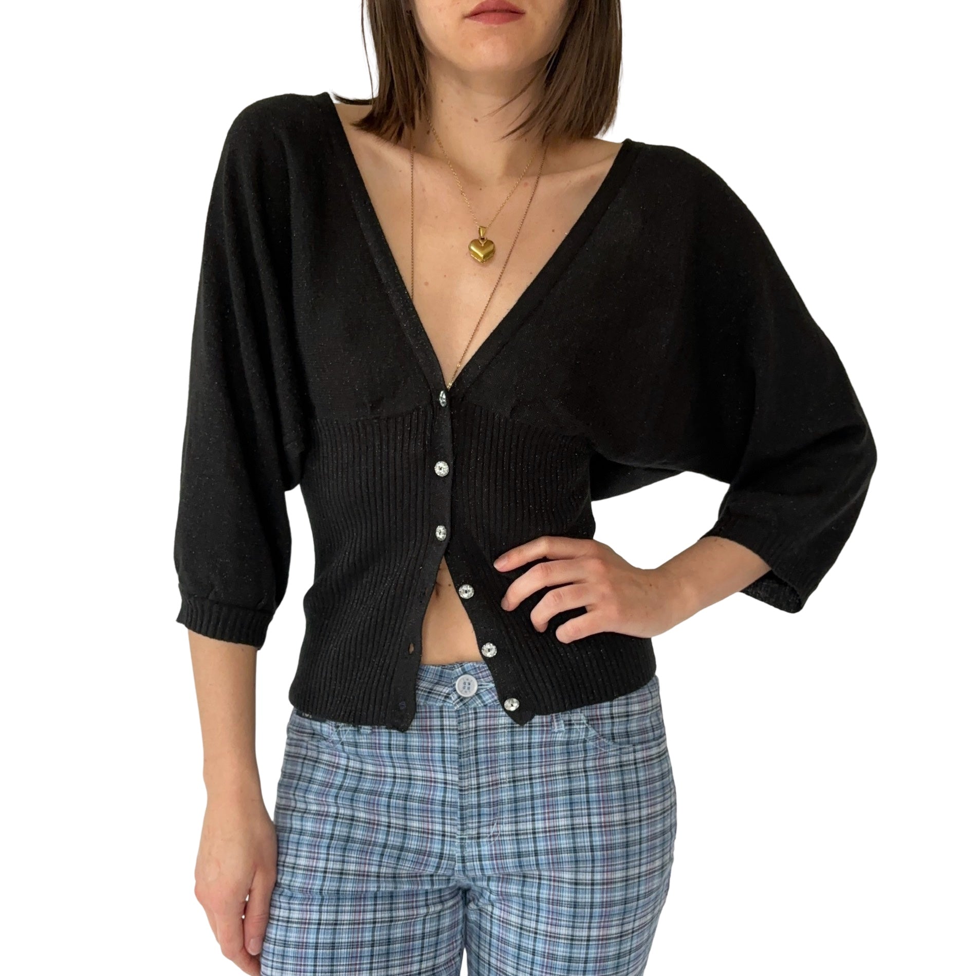 Y2K Glitter Knit Top (M)