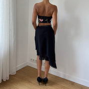 Vintage Italian Asymmetric Mesh Skirt (XS)