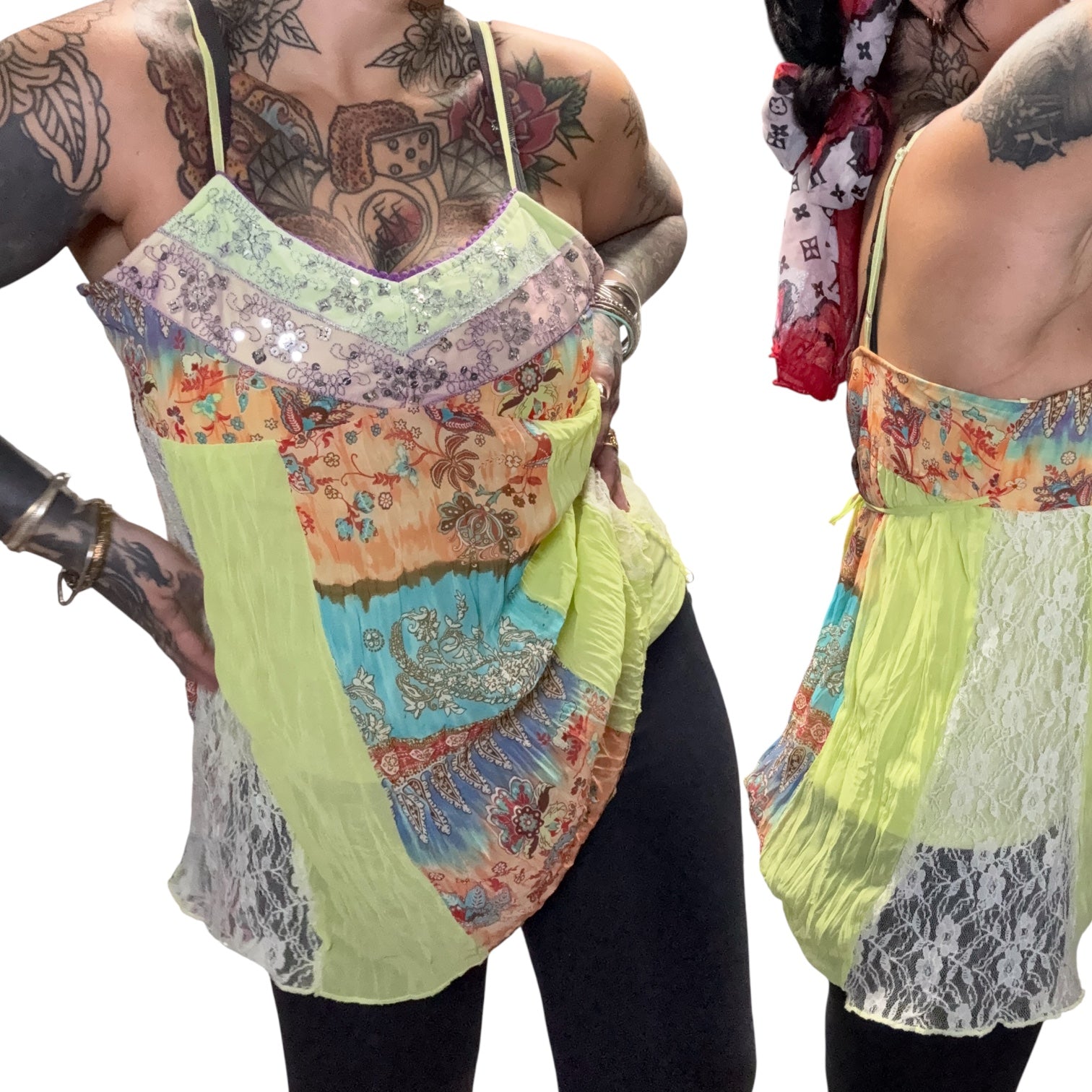 Y2K fairy boho tie back tank (L)