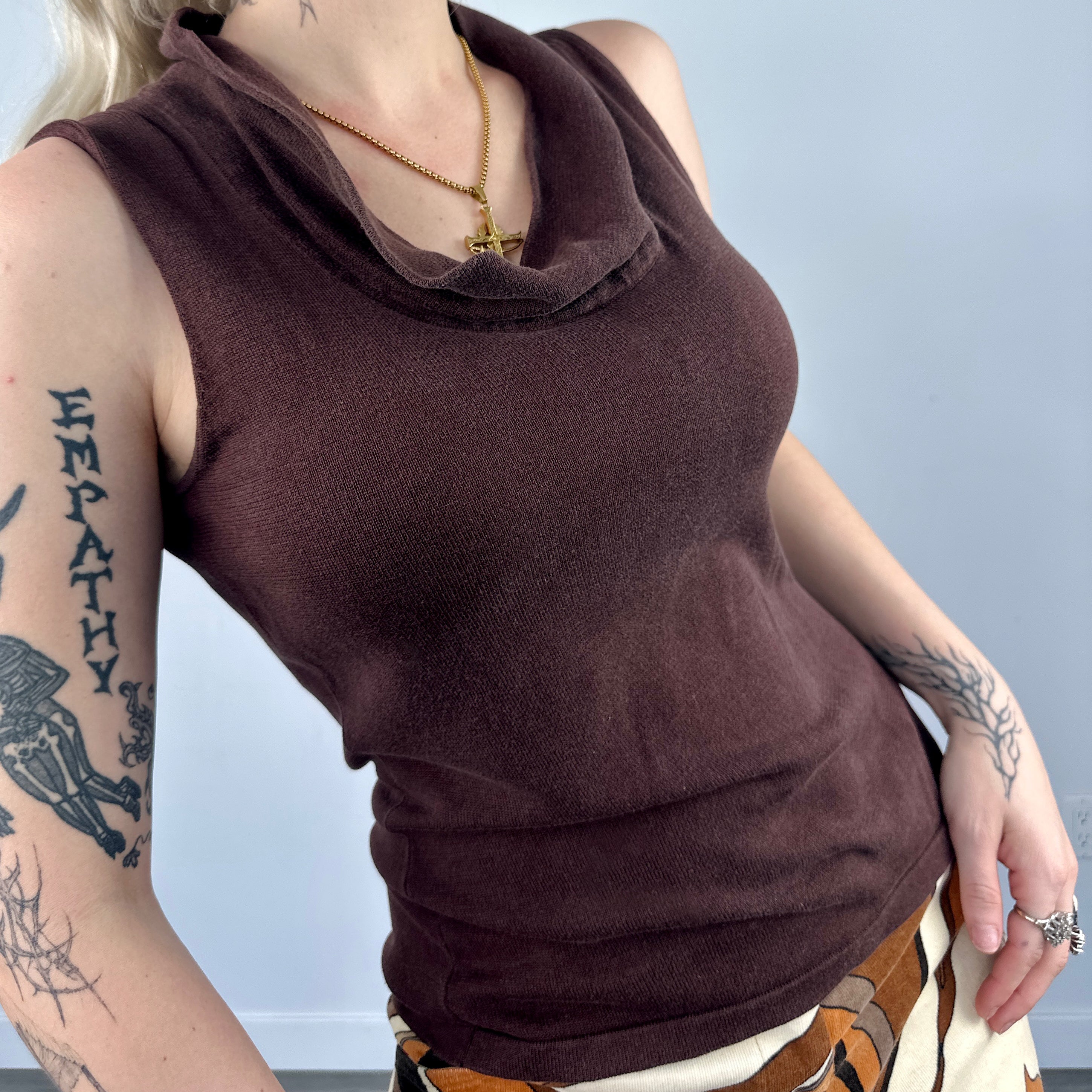 Chocolate Slouch Neck Tank (L)