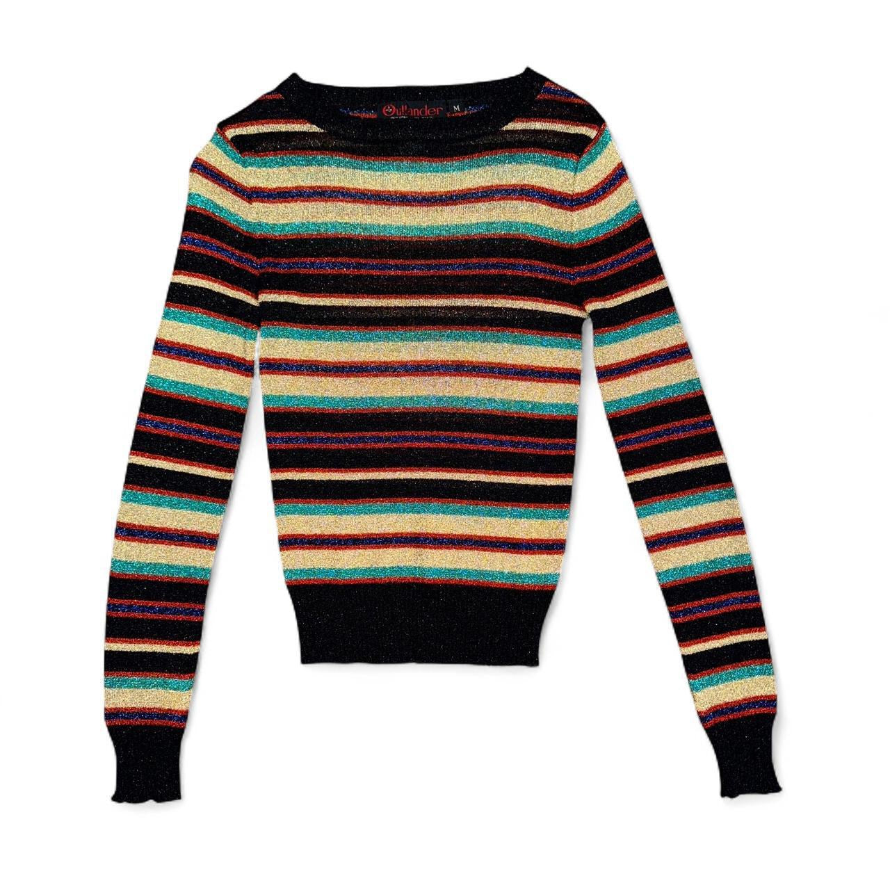 90s Metallic Striped Knit Long Sleeve (S/M)