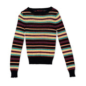 90s Metallic Striped Knit Long Sleeve (S/M)