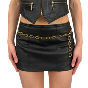 Black Leather Mini Skirt & Belt (XS)