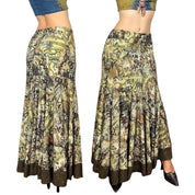 Vintage Graffiti Print Maxi Skirt (S)