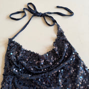 Y2K Sequin Going Out Halter Top (L)