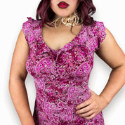 Y2K Paisley Magenta Midi Dress (M)