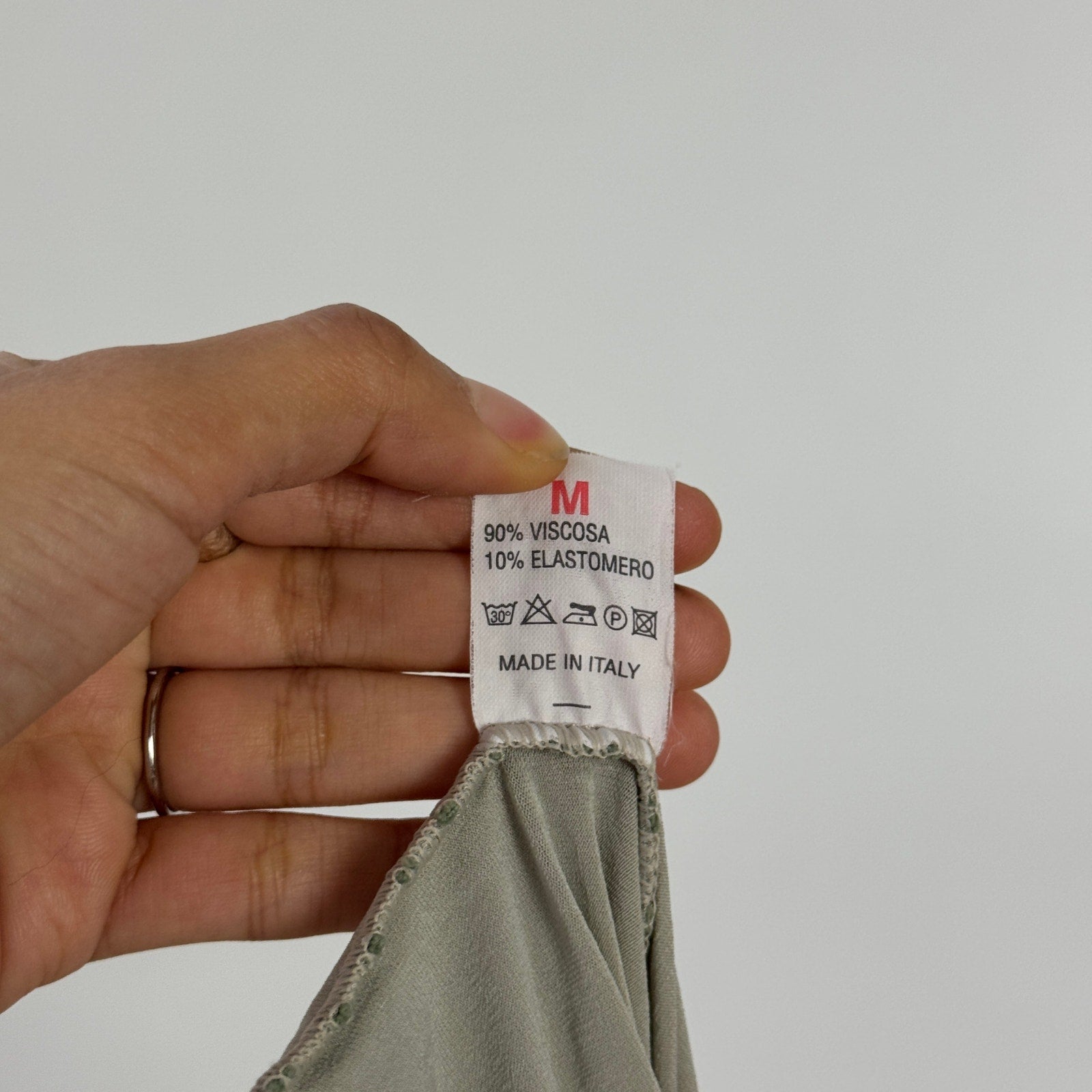 Italian Vintage Sage Slinky Top Off the shoulders (S)