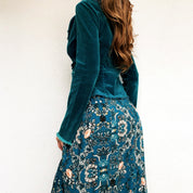 Teal Blue Blazer & Maxi Skirt Set (S)