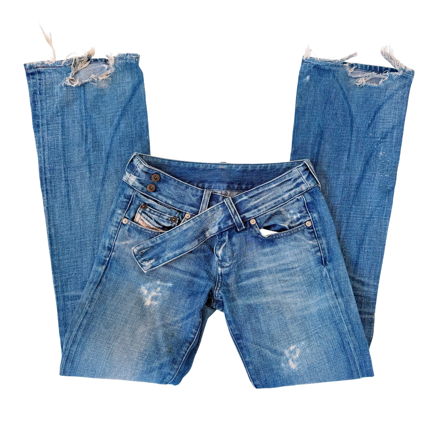 Diesel Distressed Ultra Low Rise Jeans (XXS)