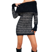 Fuzzy Off The Shoulder Sweater Dress (S)