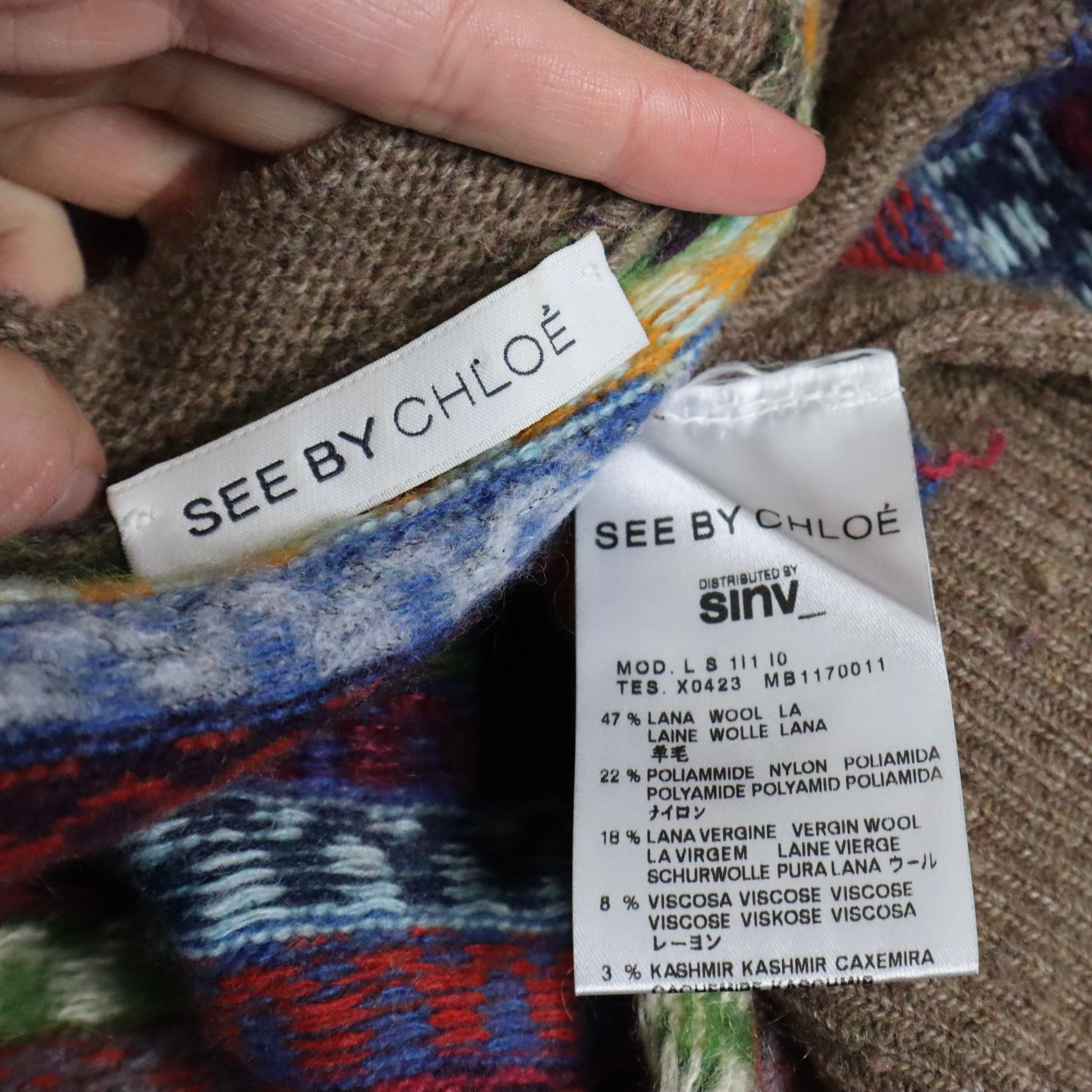 CHLOÉ Fair Isle Multicolor Cardigan (S/M)