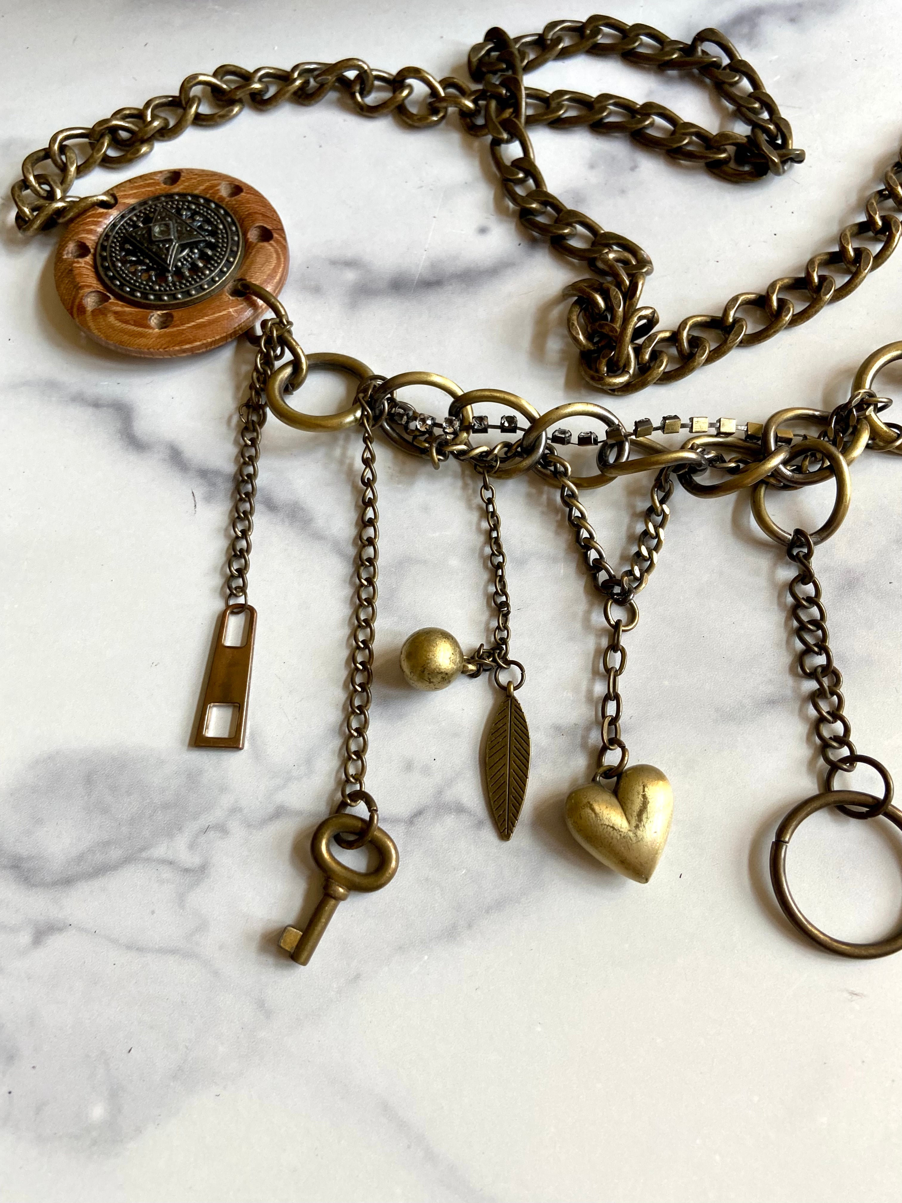 Wood metal chain belt