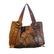 Distressed leather tote bag