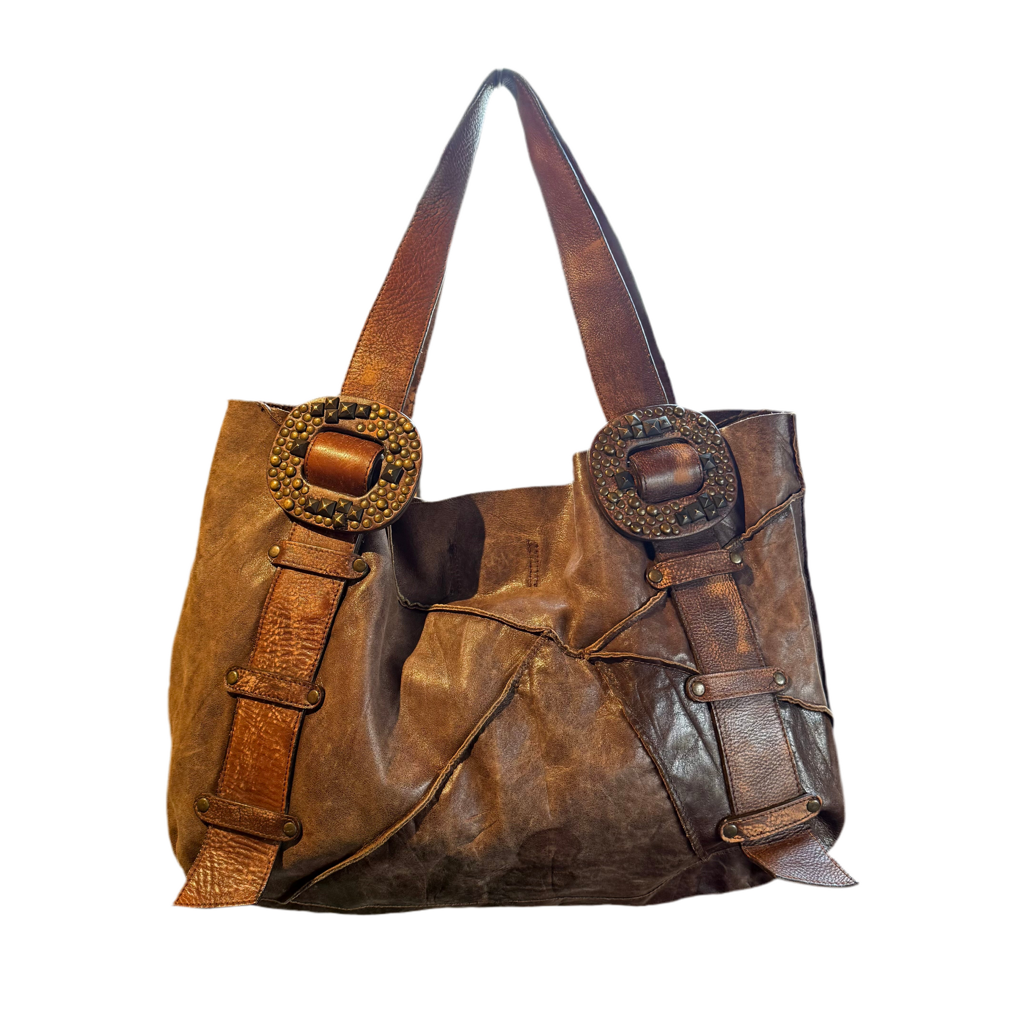 Distressed leather tote bag – Holy Thrift