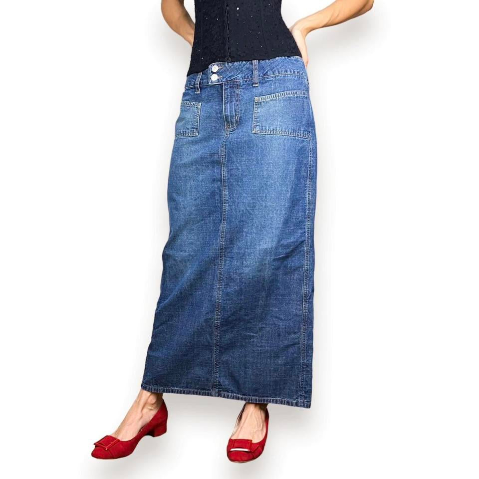 Vintage Denim Maxi Skirt (S)