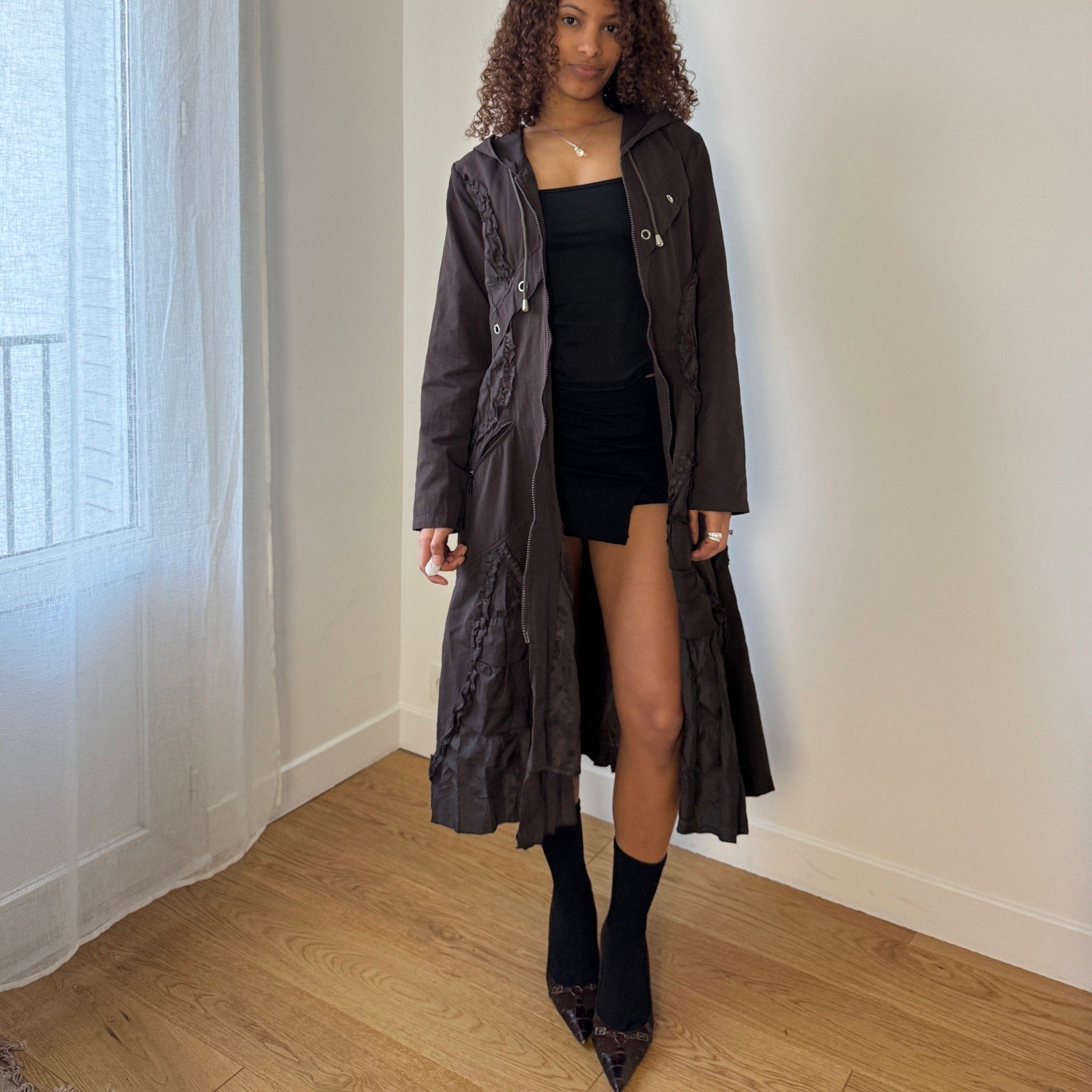 Vintage Deadstock Brown Hooded Maxi Coat (S)