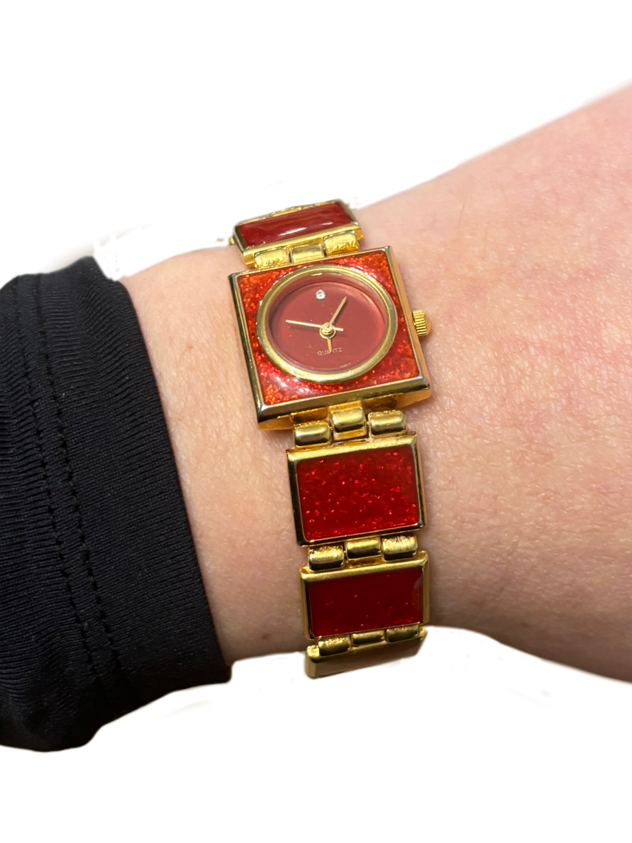 Retro Red Sparkle Watch