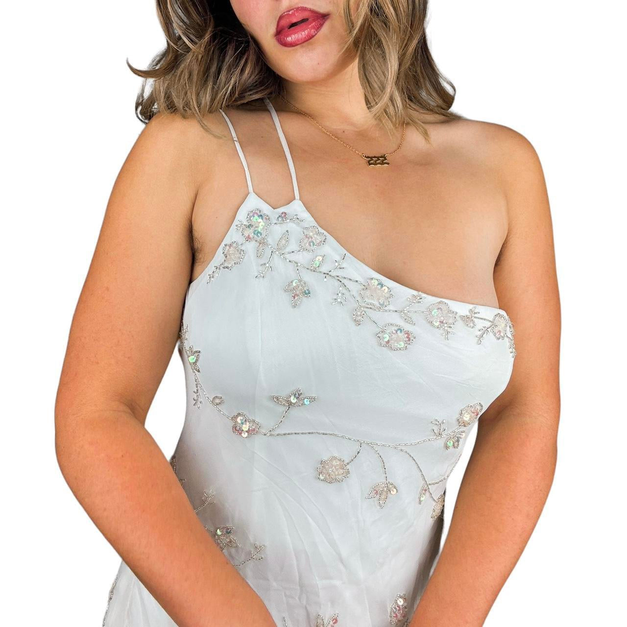 Angelic Vintage Beaded Silk Gown (L)