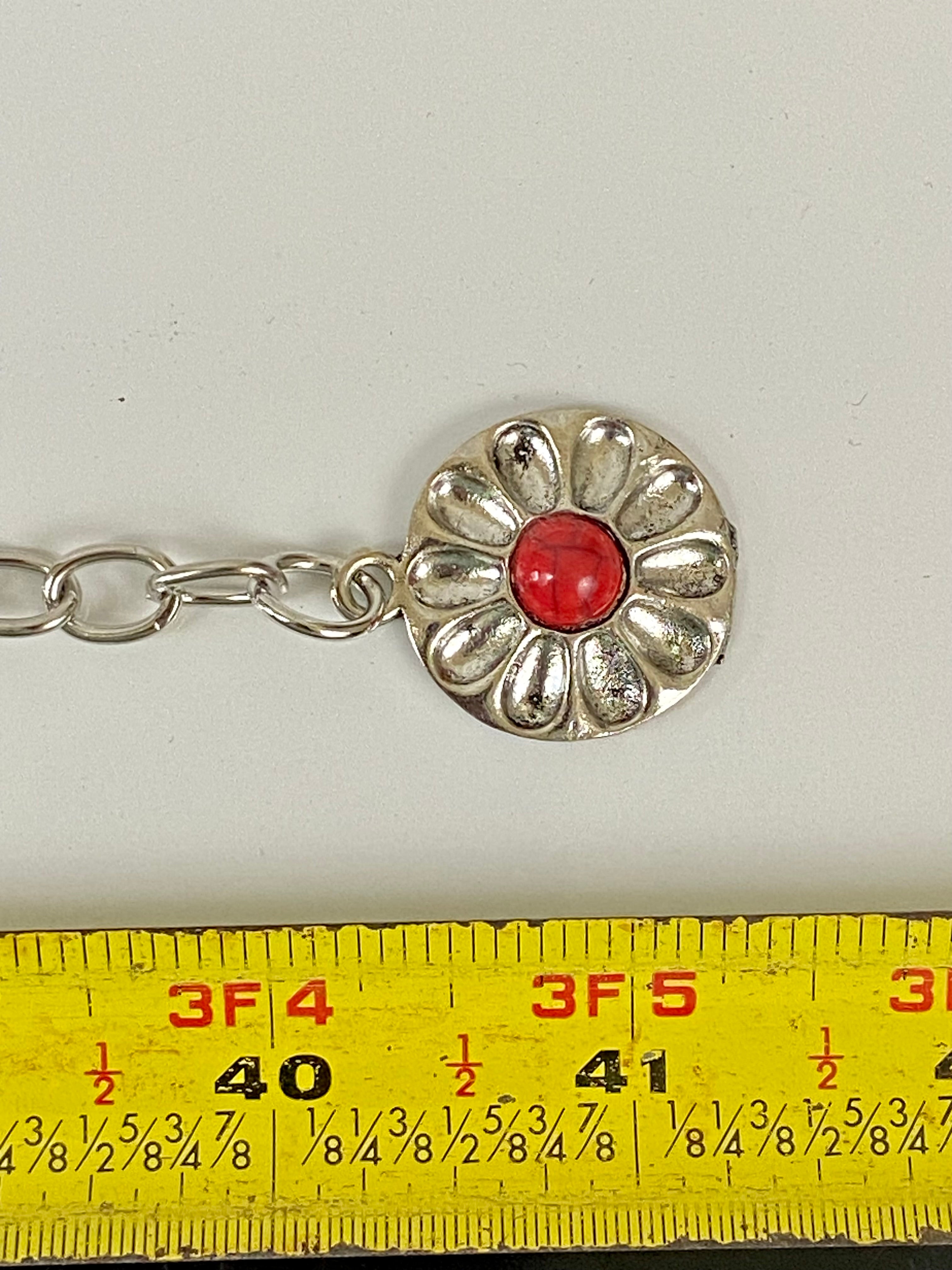 Coral concho silver chain belt