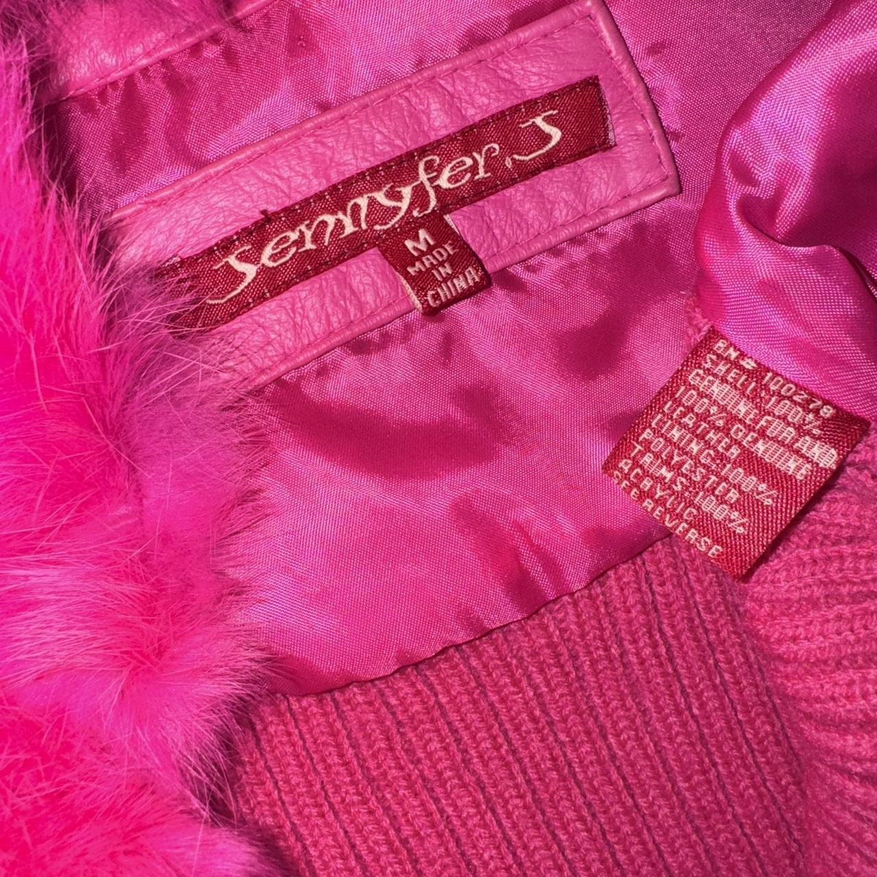 Y2K Hot Pink Furry Leather Jacket (M)