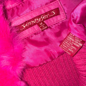 Y2K Hot Pink Furry Leather Jacket (M)