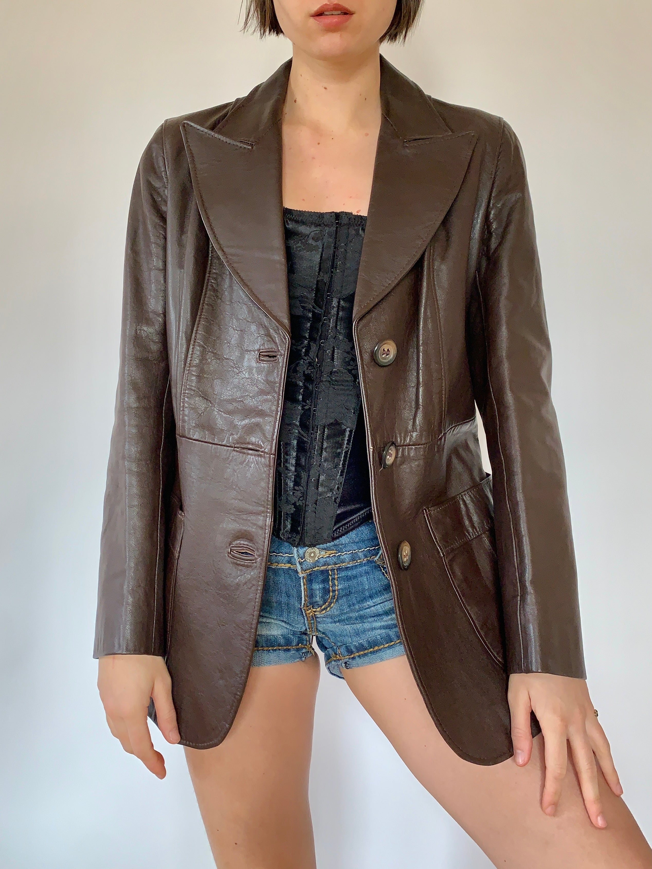 Vintage 1970s Leather Blazer (S)