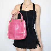 90s Luxury Pink Snakeskin Handbag