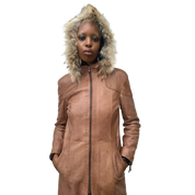 Vintage Italian Fur Hood Leather Trench Coat Jacket (S/M)