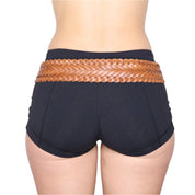 Y2K Braided Brown Leather Hip Belt (M)