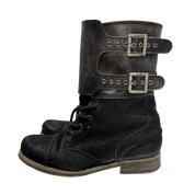 Vintage AllSaints Buckle Ponyhair Leather Ankle Boots (UK 5 US 7 EU 38)