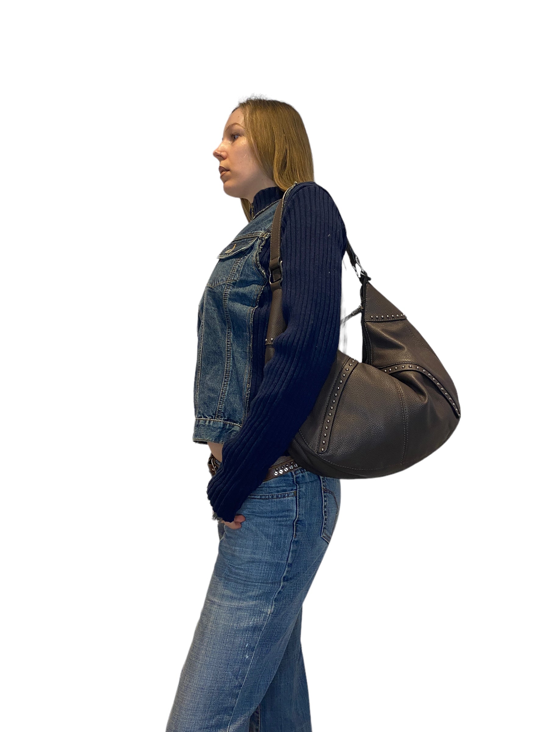Vintage Denim Zip Up Knit Jumper (M)