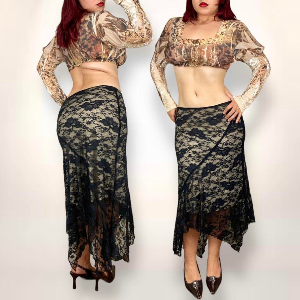 2000s Pixie Hem Lace Skirt (Medium)