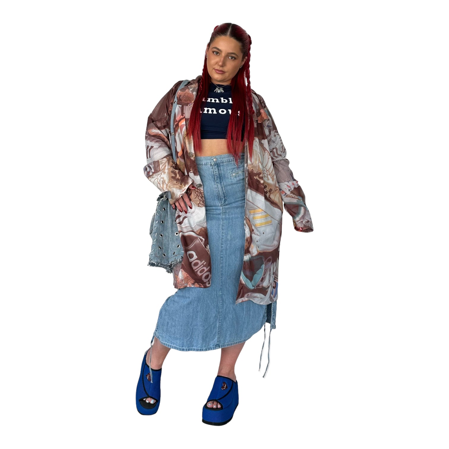 Vintage Denim Maxi Skirt (XL)