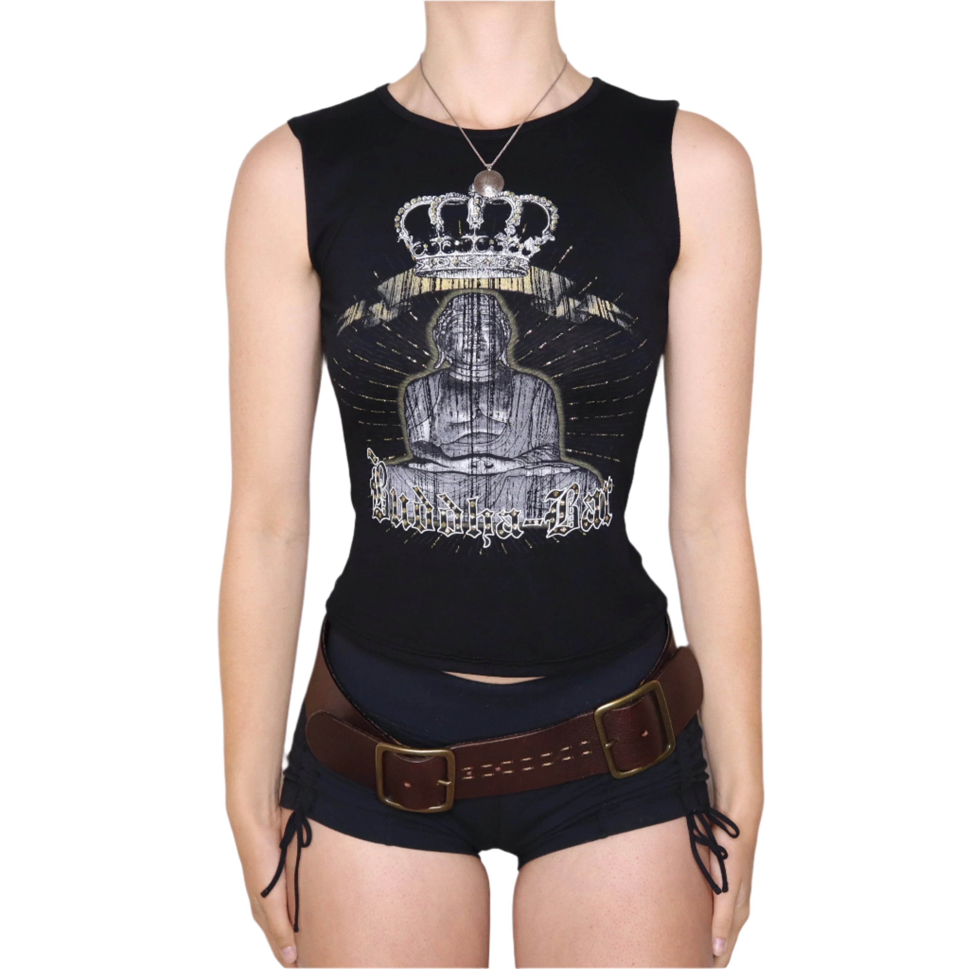 Y2K French Buddha Graphic Tank Top (S/M)