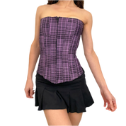 90's Purple Plaid Corset (S/M)