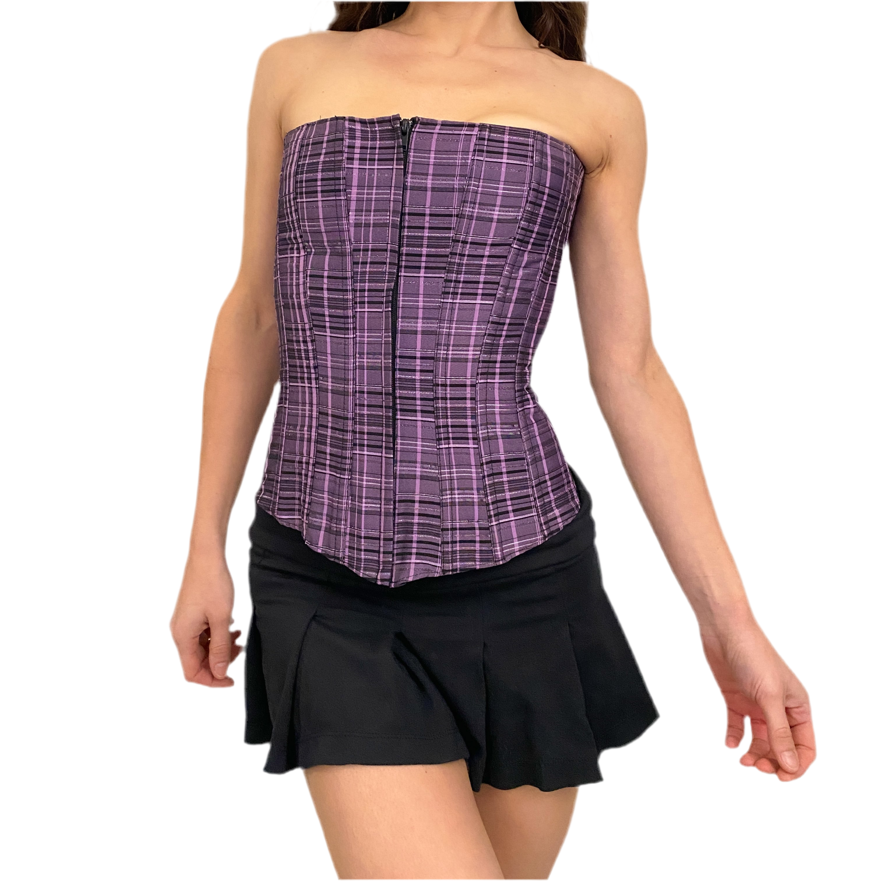 90's Purple Plaid Corset (S/M)