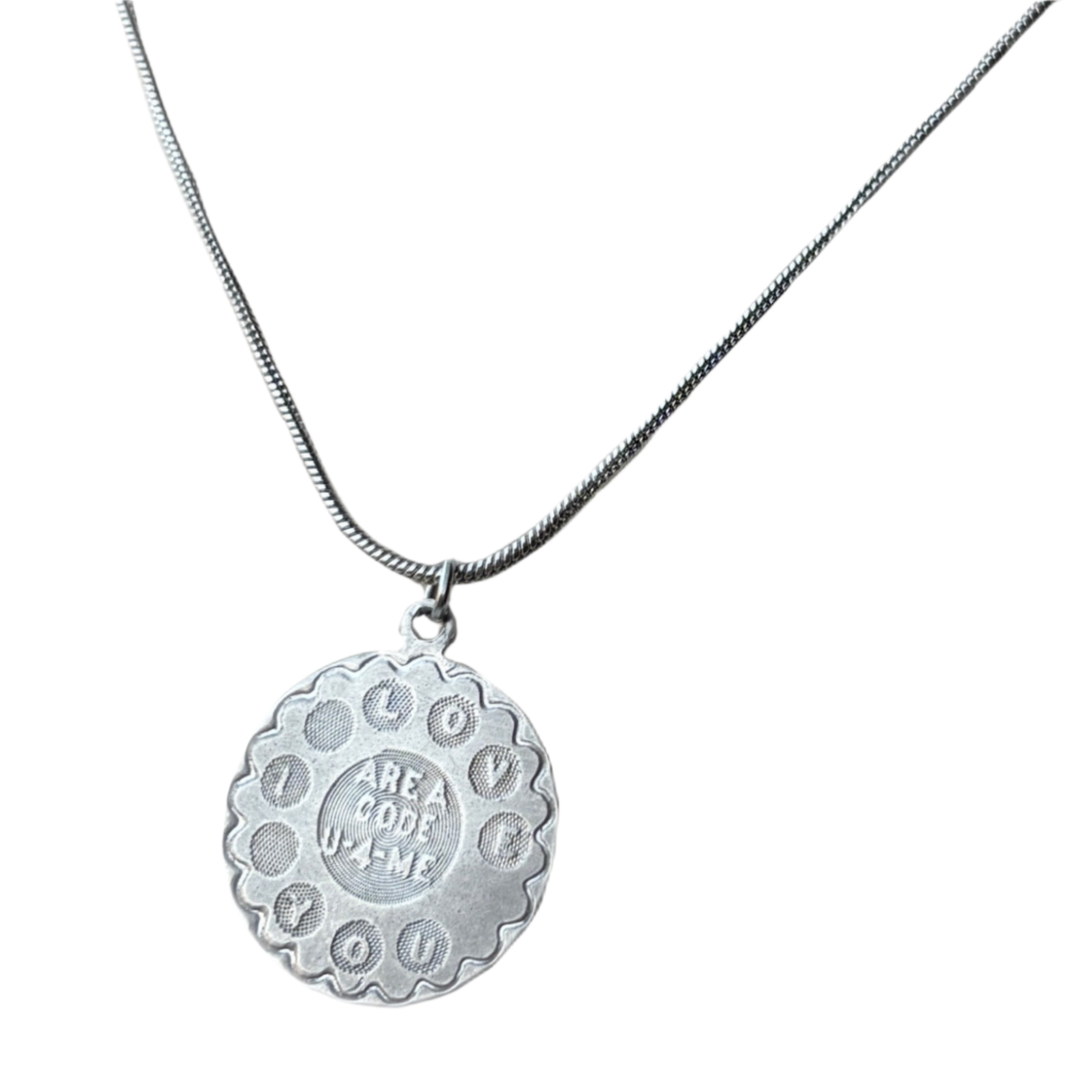 AREA CODE U-4-ME Vintage Sterling Silver Pendant Necklace