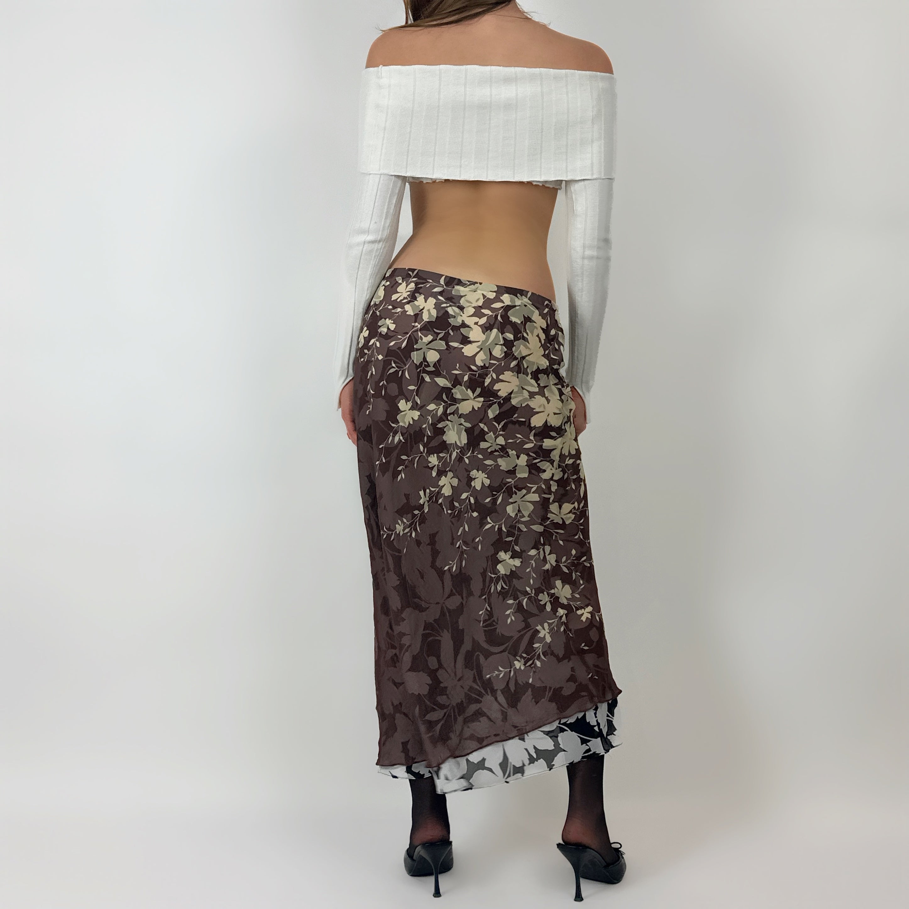 Vintage Silk Printed Maxi Skirt (S/M)