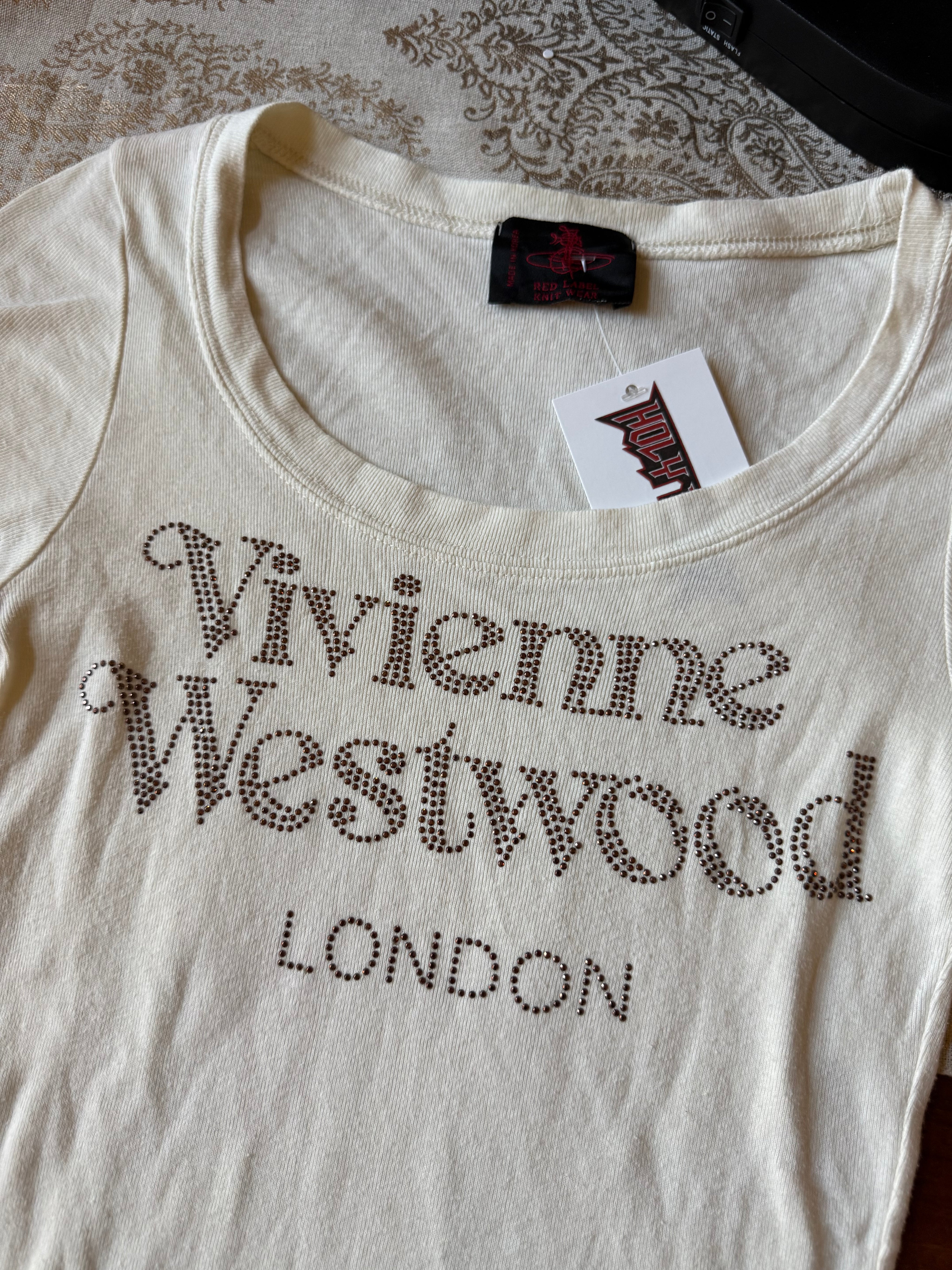 Vivienne Westwood Rhinestone Logo Baby Tee (XS/S)