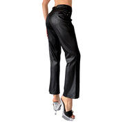 90s Wet Look Black Flares (XS)