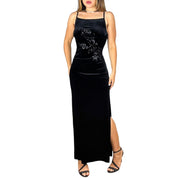 90s Noir Velvet Maxi Dress (L)