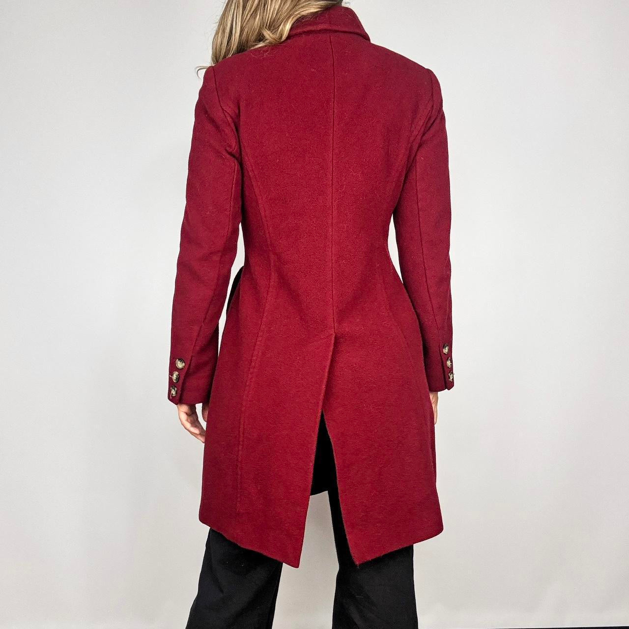 2000s Burgundy Wool & Cashmere Trench (S)