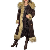 1970s Genuine Suede & Shearling Fur Trim Penny Lane Coat (L)