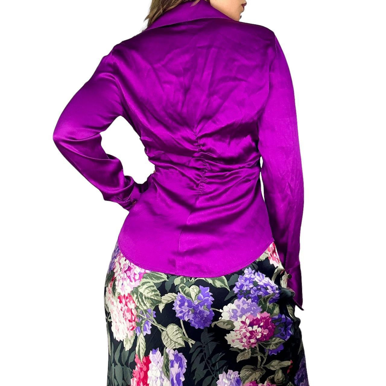 Caché 2000s Fuchsia Silk Blouse (L)