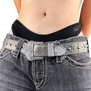 Y2K Silver Studded Bling Belt