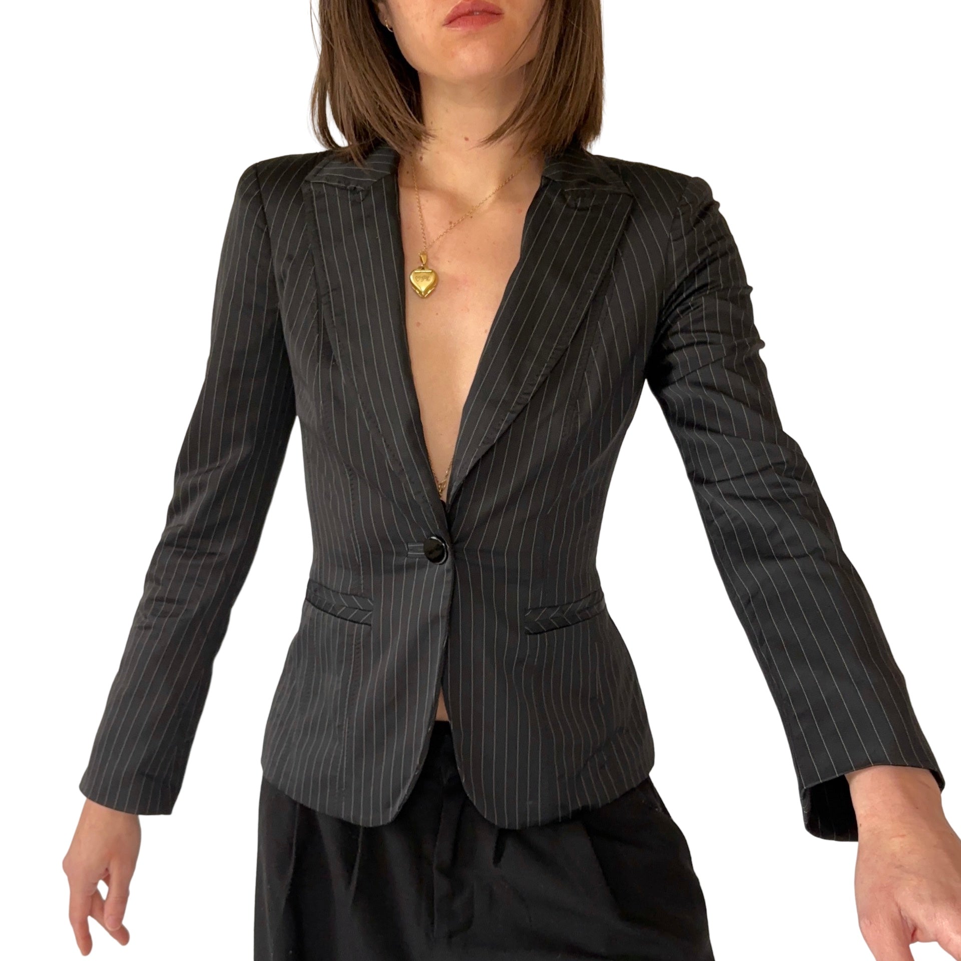 Bebe 2000s Pinstripe Blazer (XS)